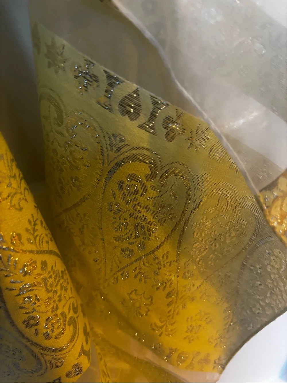 metallic zari brocade shawl featuring traditional intricate paisley (buta)